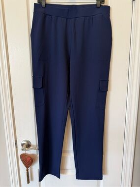 Lisa Rinna Collection Navy Pull On Cargo Pants Pockets Stretch M